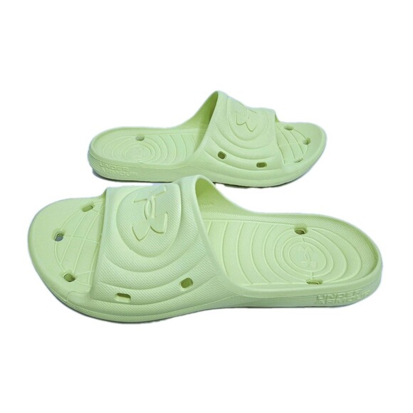 Under Armour Mens 10 Locker Slides Sandals Slip On UA Neon Green - Picture 3 of 8